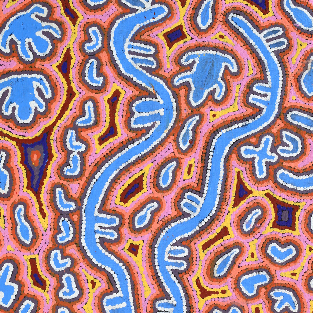 Aboriginal Artwork by Thomas Jangala Rice, Ngapa Jukurrpa (Water Dreaming) - Puyurru, 61x46cm