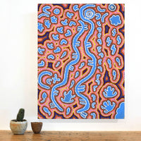 Aboriginal Artwork by Thomas Jangala Rice, Ngapa Jukurrpa (Water Dreaming) - Puyurru, 61x46cm