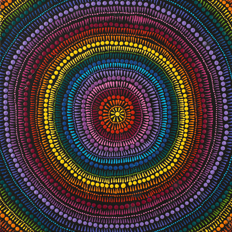 Aboriginal Artwork by Tiffany Nakamarra Ross, Yarla Jukurrpa (Bush Potato Dreaming) - Cockatoo Creek, 30x30cm