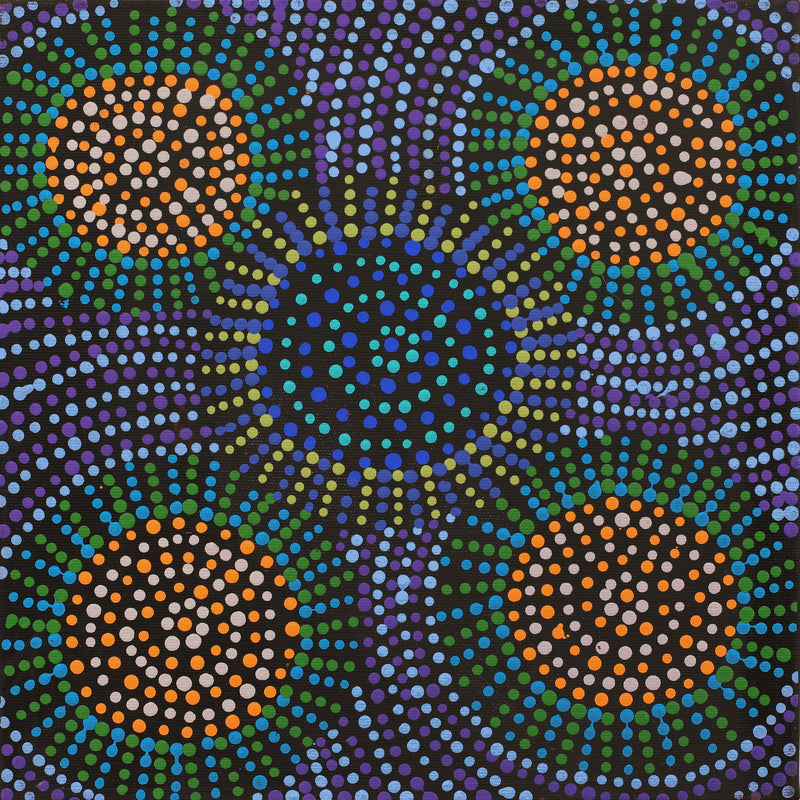 Aboriginal Artwork by Tina Napangardi Martin, Jinti-parnta Jukurrpa, 30x30cm