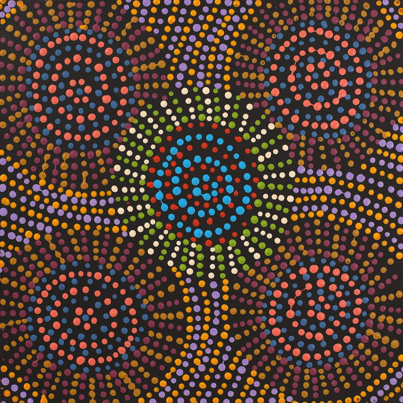 Aboriginal Artwork by Tina Napangardi Martin, Jinti-parnta Jukurrpa, 30x30cm