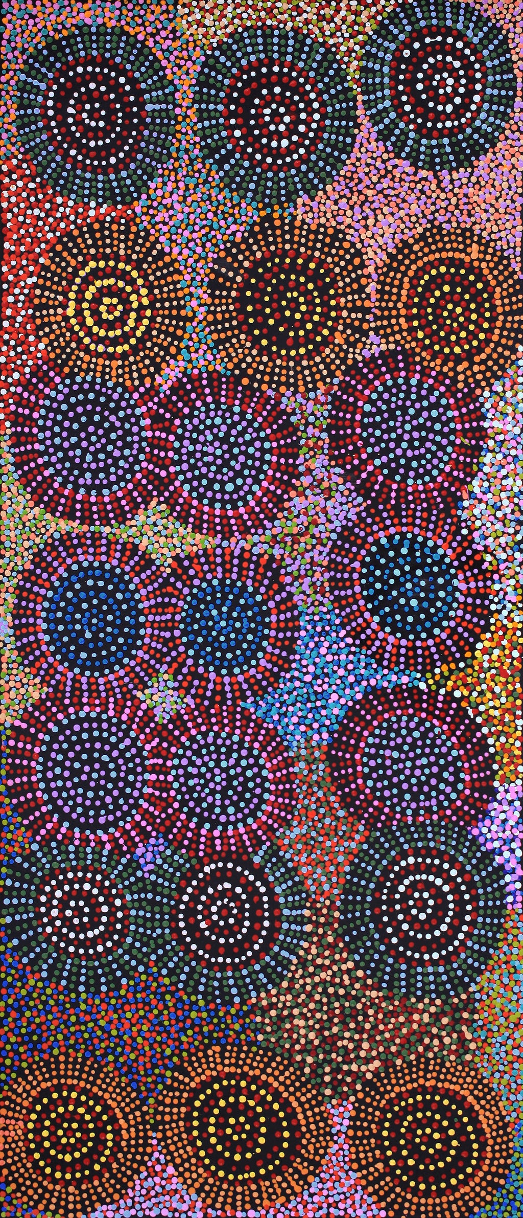 Aboriginal Artwork by Tina Napangardi Martin, Jinti-parnta Jukurrpa, 107x46cm