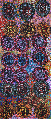 Aboriginal Artwork by Tina Napangardi Martin, Jinti-parnta Jukurrpa, 107x46cm