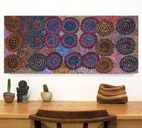 Aboriginal Artwork by Tina Napangardi Martin, Jinti-parnta Jukurrpa, 107x46cm