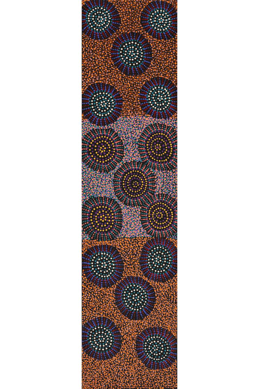 Aboriginal Artwork by Tina Napangardi Martin, Jintiparnta Jukurrpa (Desert Truffle Dreaming) - Mina Mina, 122x30cm