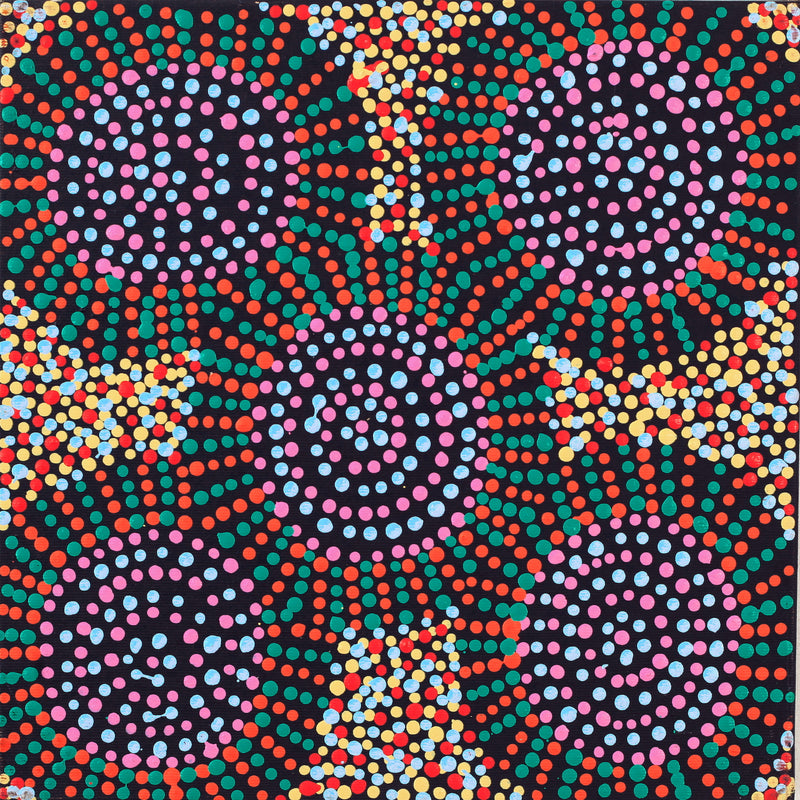 Aboriginal Artwork by Tina Napangardi Martin, Jinti-parnta Jukurrpa, 30x30cm