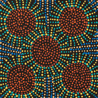 Aboriginal Artwork by Tina Napangardi Martin, Jinti-parnta Jukurrpa, 30x30cm