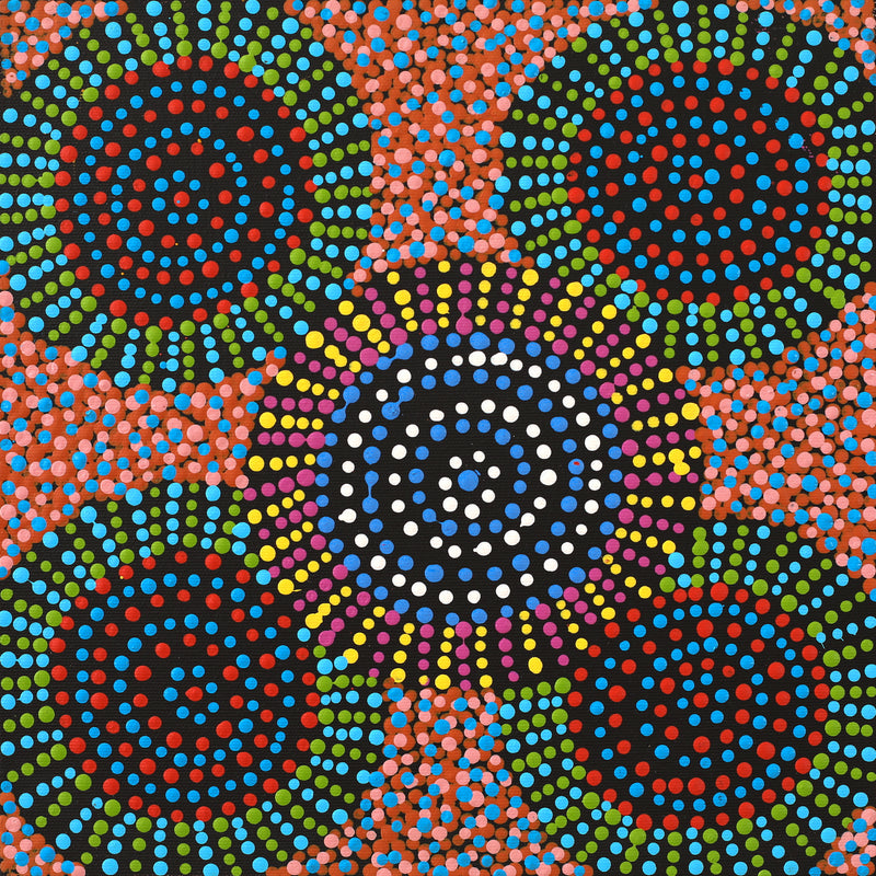 Aboriginal Artwork by Tina Napangardi Martin, Jinti-parnta Jukurrpa, 30x30cm
