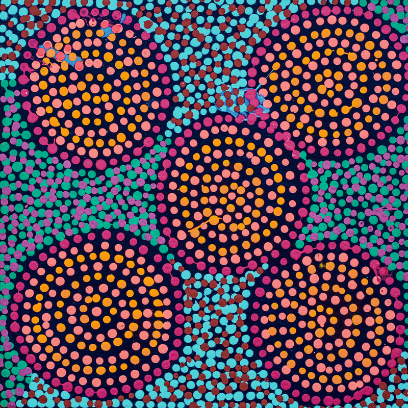 Aboriginal Artwork by Tina Napangardi Martin, Jinti-parnta Jukurrpa, 30x30cm