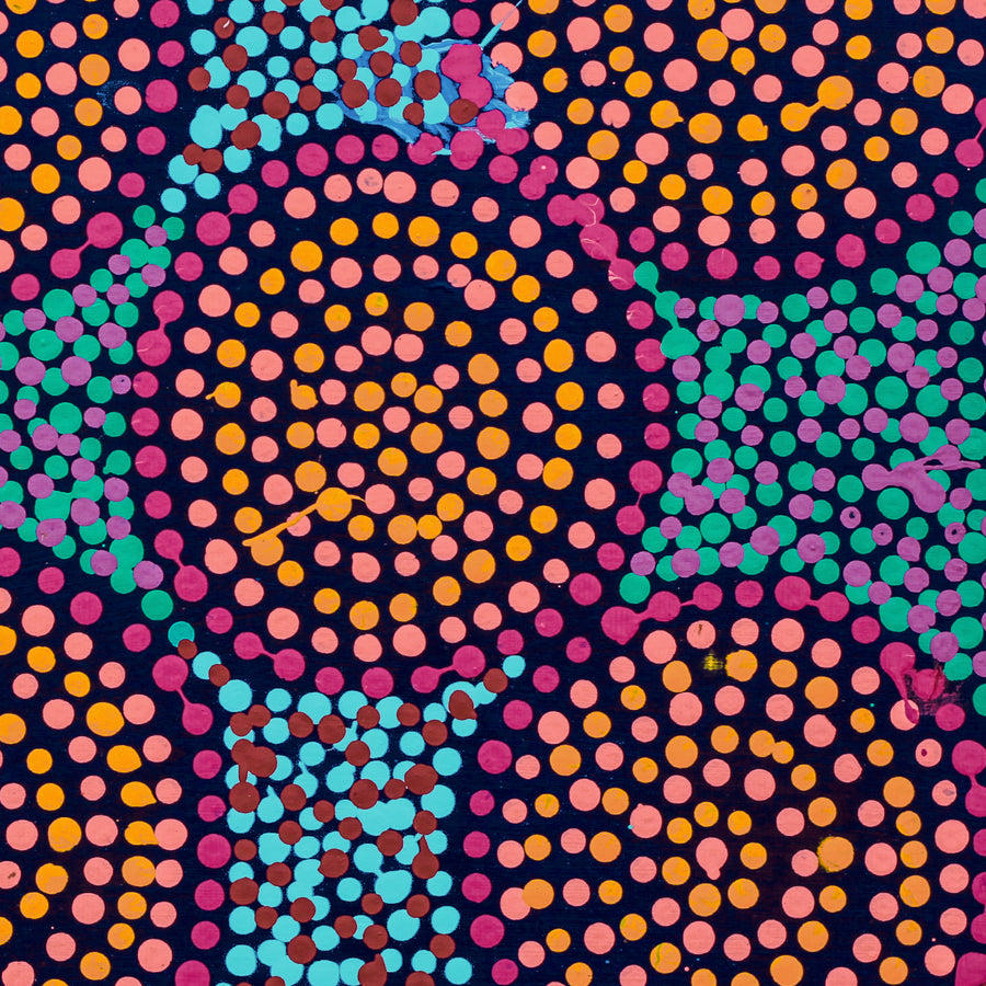 Aboriginal Artwork by Tina Napangardi Martin, Jinti-parnta Jukurrpa, 30x30cm