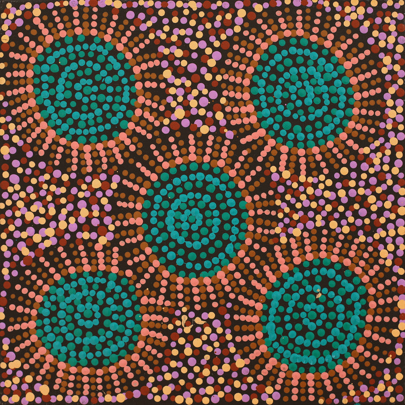 Aboriginal Artwork by Tina Napangardi Martin, Jinti-parnta Jukurrpa, 30x30cm
