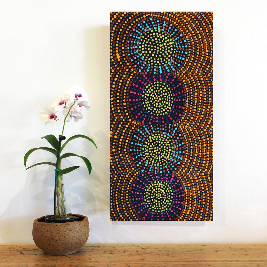 Aboriginal Artwork by Tina Napangardi Martin, Jinti-parnta Jukurrpa, 61x30cm