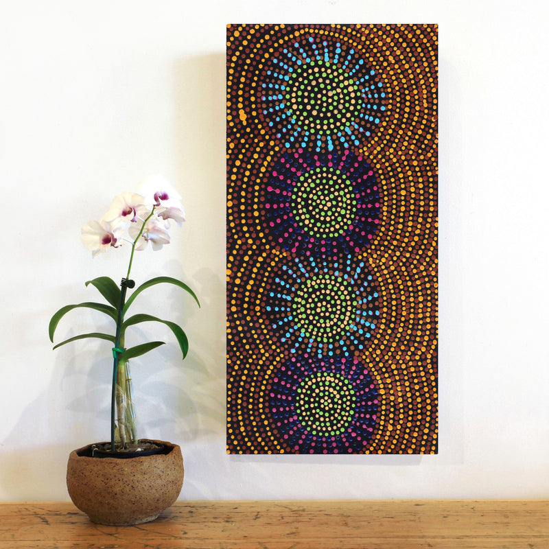 Aboriginal Artwork by Tina Napangardi Martin, Jinti-parnta Jukurrpa, 61x30cm