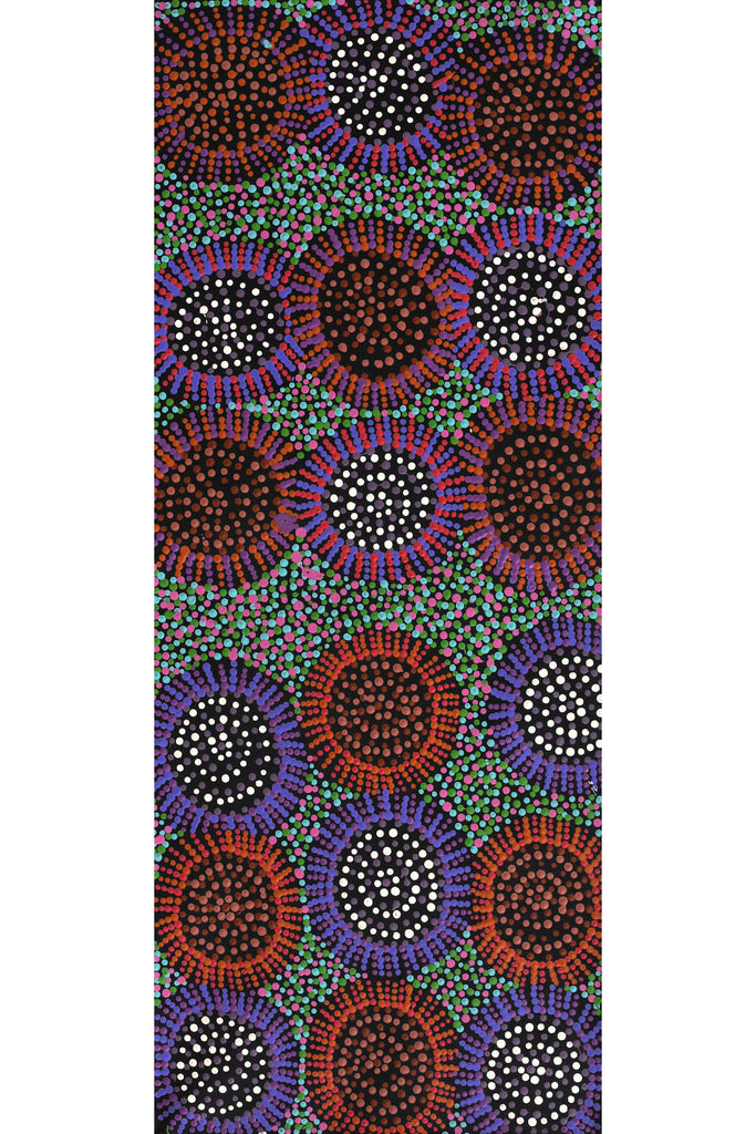 Aboriginal Artwork by Tina Napangardi Martin, Jintiparnta Jukurrpa (Desert Truffle Dreaming) - Mina Mina, 76x30cm