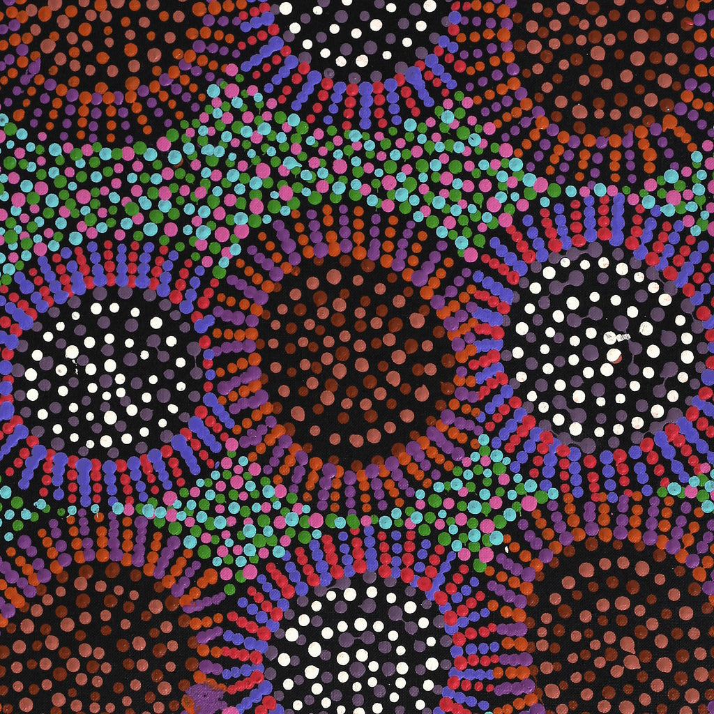 Aboriginal Art by Tina Napangardi Martin, Jintiparnta Jukurrpa (Desert Truffle Dreaming) - Mina Mina, 76x30cm - ART ARK®