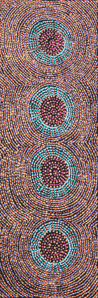 Aboriginal Artwork by Tina Napangardi Martin, Jinti-parnta Jukurrpa, 91x30cm
