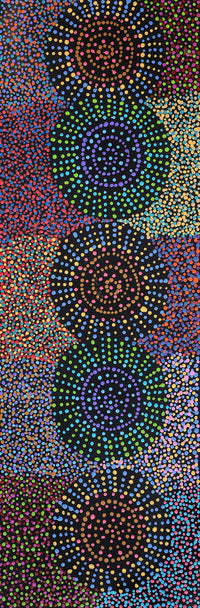 Aboriginal Artwork by Tina Napangardi Martin, Jinti-parnta Jukurrpa, 91x30cm