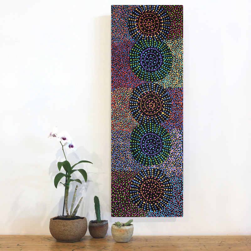Aboriginal Artwork by Tina Napangardi Martin, Jinti-parnta Jukurrpa, 91x30cm