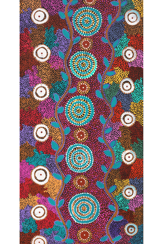 Aboriginal Artwork by Tina Napangardi Martin, Jintiparnta Jukurrpa (Desert Truffle Dreaming) - Mina Mina, 91x46cm