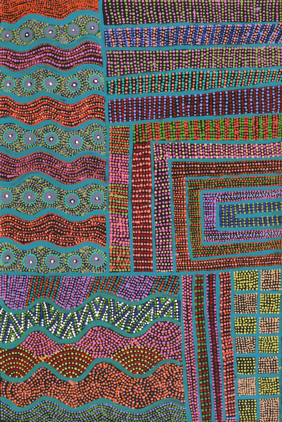 Aboriginal Artwork by Tina Napangardi Martin, Jintiparnta Jukurrpa (Desert Truffle Dreaming) - Mina Mina, 91x61cm