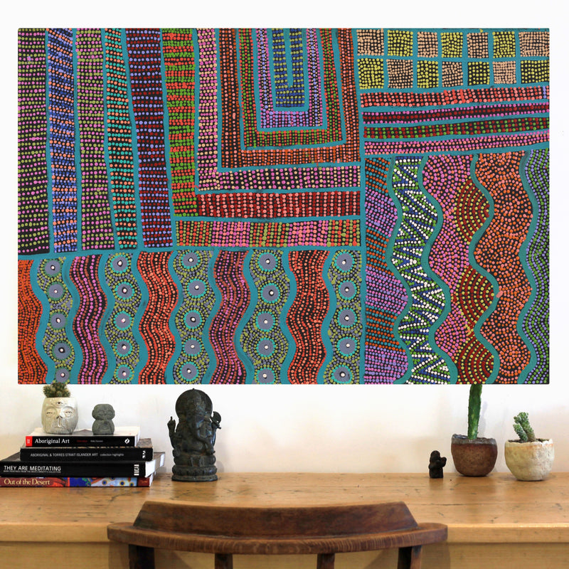 Aboriginal Artwork by Tina Napangardi Martin, Jintiparnta Jukurrpa (Desert Truffle Dreaming) - Mina Mina, 91x61cm