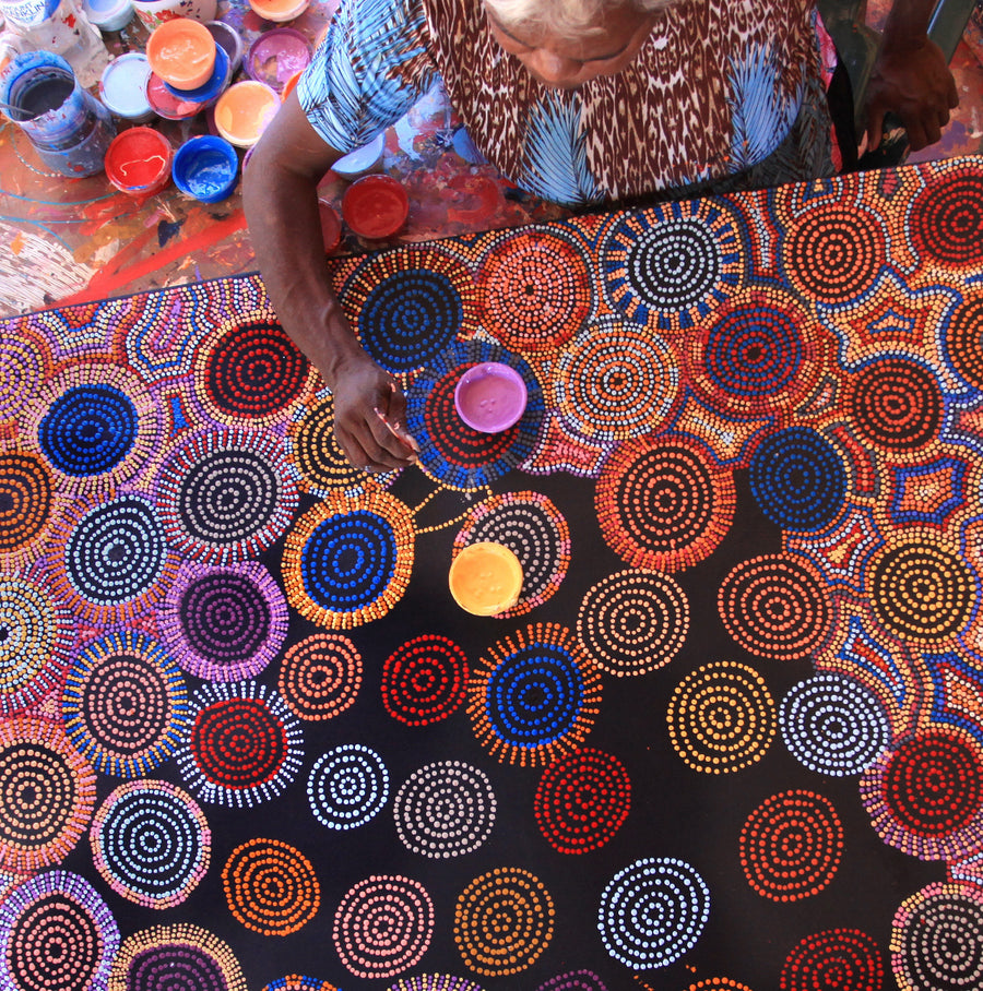 Aboriginal Artwork by Tina Napangardi Martin, Jinti-parnta Jukurrpa, 122x107cm