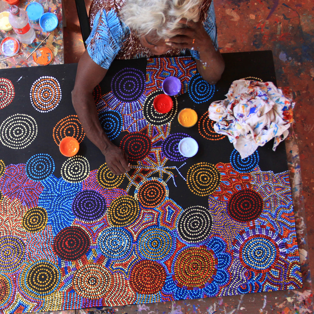 Aboriginal Artwork by Tina Napangardi Martin, Jinti-parnta Jukurrpa, 152x91cm