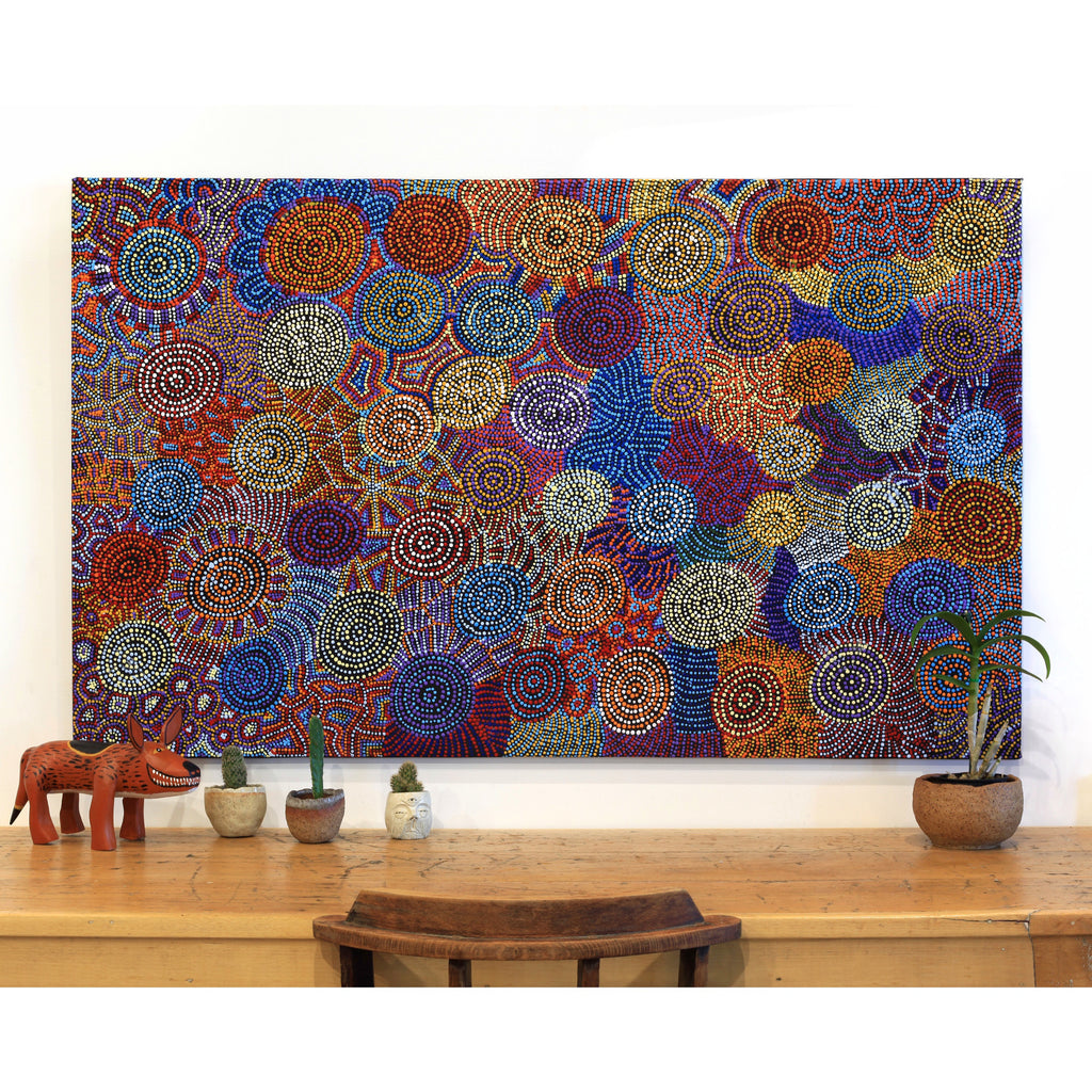 Aboriginal Art by Tina Napangardi Martin, Jinti-parnta Jukurrpa, 152x91cm - ART ARK®