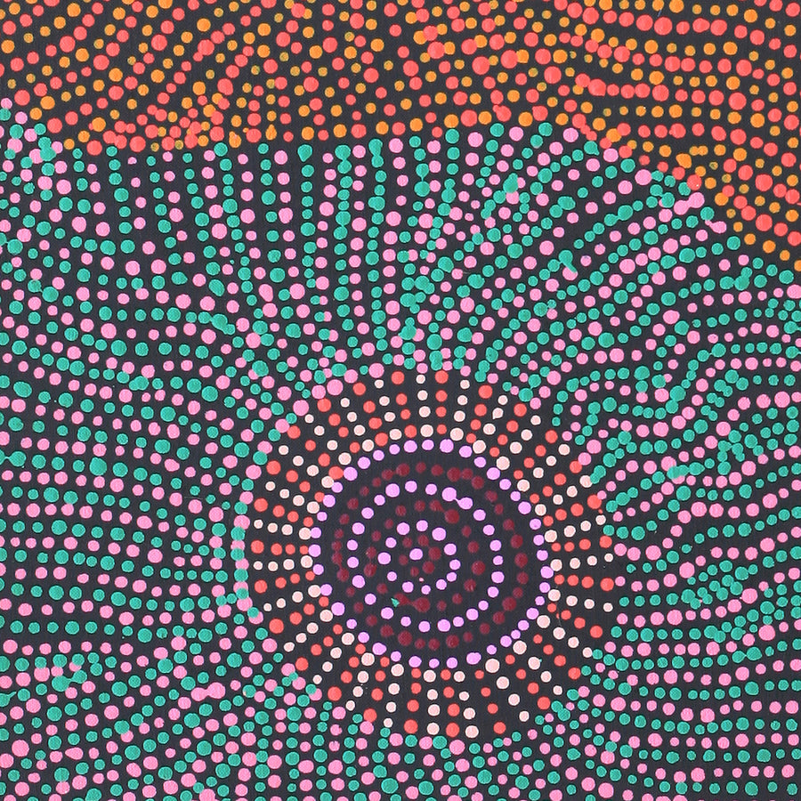 Aboriginal Artwork by Tina Napangardi Martin, Jinti-parnta Jukurrpa, 122x30cm