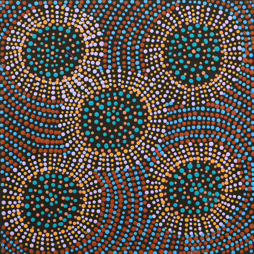 Aboriginal Artwork by Tina Napangardi Martin, Jinti-parnta Jukurrpa, 30x30cm