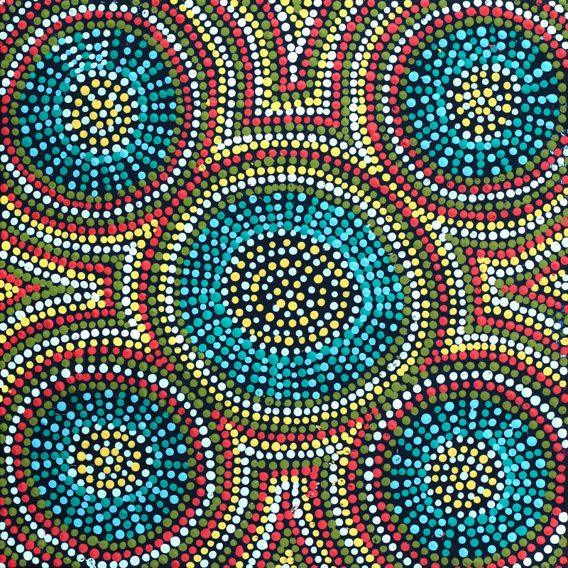 Aboriginal Artwork by Tina Napangardi Martin, Jinti-parnta Jukurrpa, 30x30cm