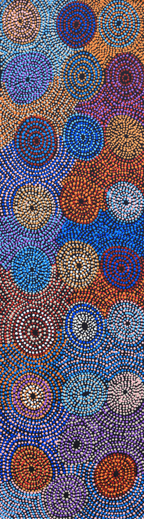 Aboriginal Artwork by Tina Napangardi Martin, Jinti-parnta Jukurrpa, 107x30cm