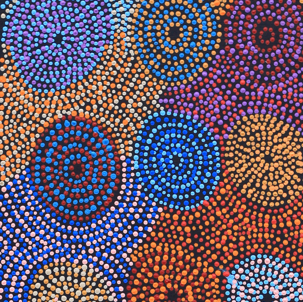 Aboriginal Artwork by Tina Napangardi Martin, Jinti-parnta Jukurrpa, 107x30cm