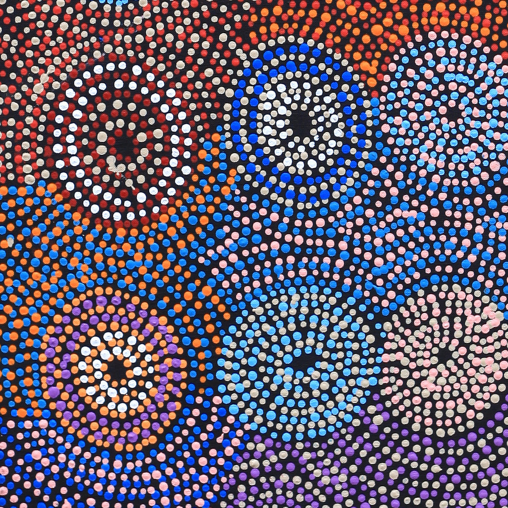 Aboriginal Artwork by Tina Napangardi Martin, Jinti-parnta Jukurrpa, 107x30cm