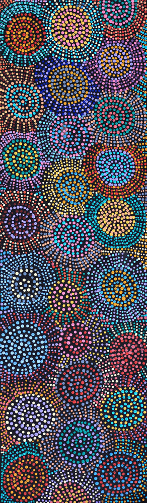 Aboriginal Artwork by Tina Napangardi Martin, Jinti-parnta Jukurrpa, 107x30cm