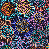 Aboriginal Artwork by Tina Napangardi Martin, Jinti-parnta Jukurrpa, 107x30cm