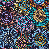 Aboriginal Artwork by Tina Napangardi Martin, Jinti-parnta Jukurrpa, 107x30cm