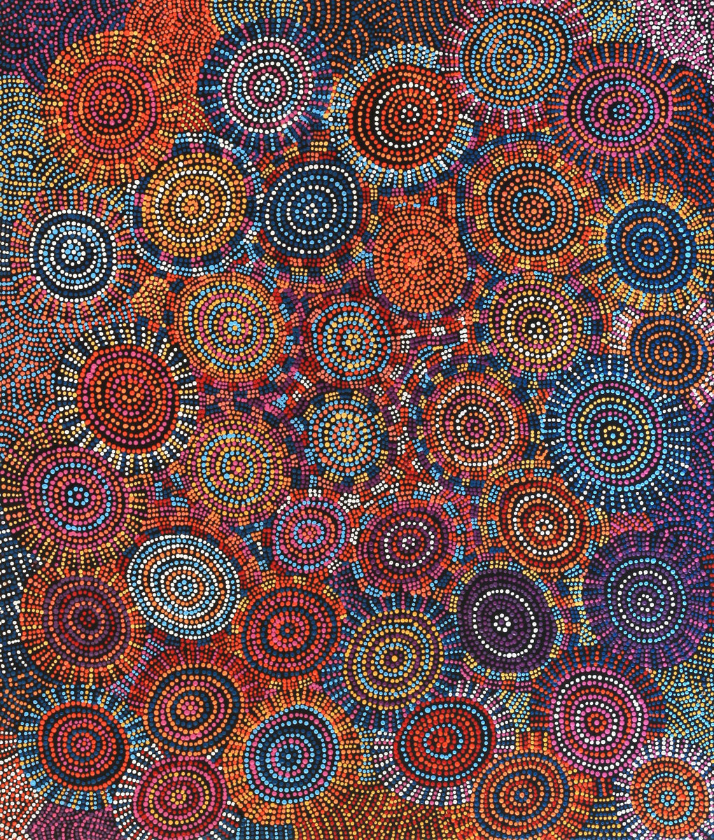 Aboriginal Art by Tina Napangardi Martin, Ngapa Jukurrpa -  Puyurru, 107x91cm - ART ARK®