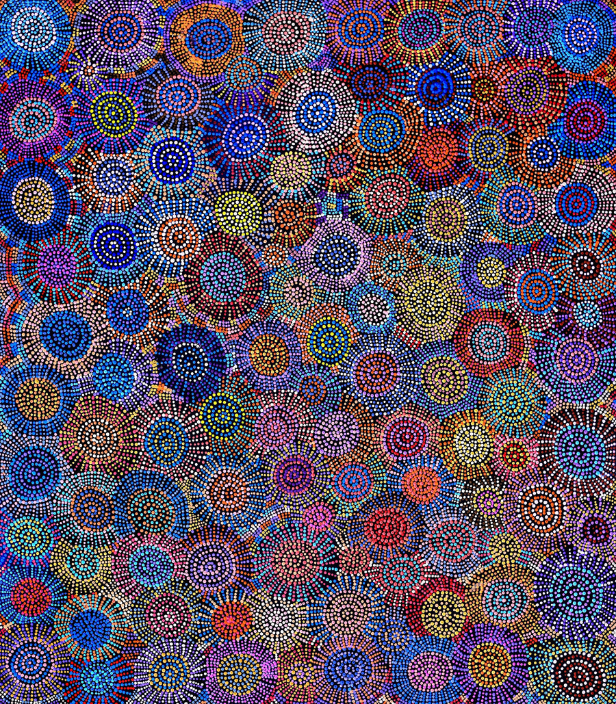 Aboriginal Artwork by Tina Napangardi Martin, Jinti-parnta Jukurrpa, 122x107cm