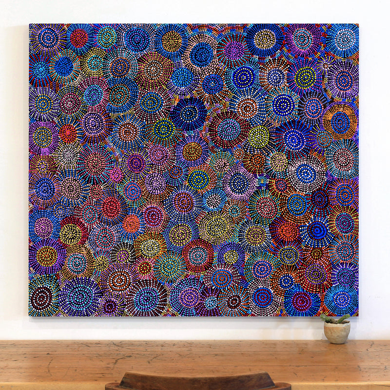 Aboriginal Artwork by Tina Napangardi Martin, Jinti-parnta Jukurrpa, 122x107cm