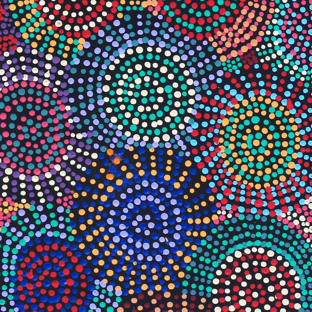 Aboriginal Artwork by Tina Napangardi Martin, Jinti-parnta Jukurrpa, 122x30cm