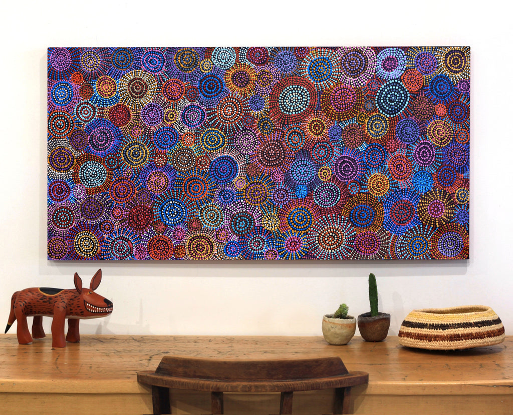 Aboriginal Artwork by Tina Napangardi Martin, Jinti-parnta Jukurrpa, 122x61cm