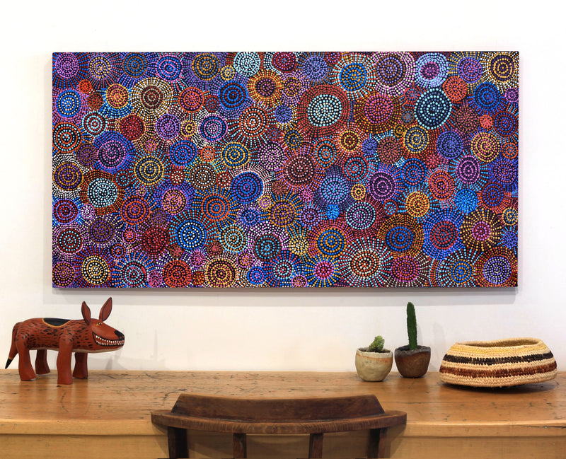 Aboriginal Artwork by Tina Napangardi Martin, Jinti-parnta Jukurrpa, 122x61cm