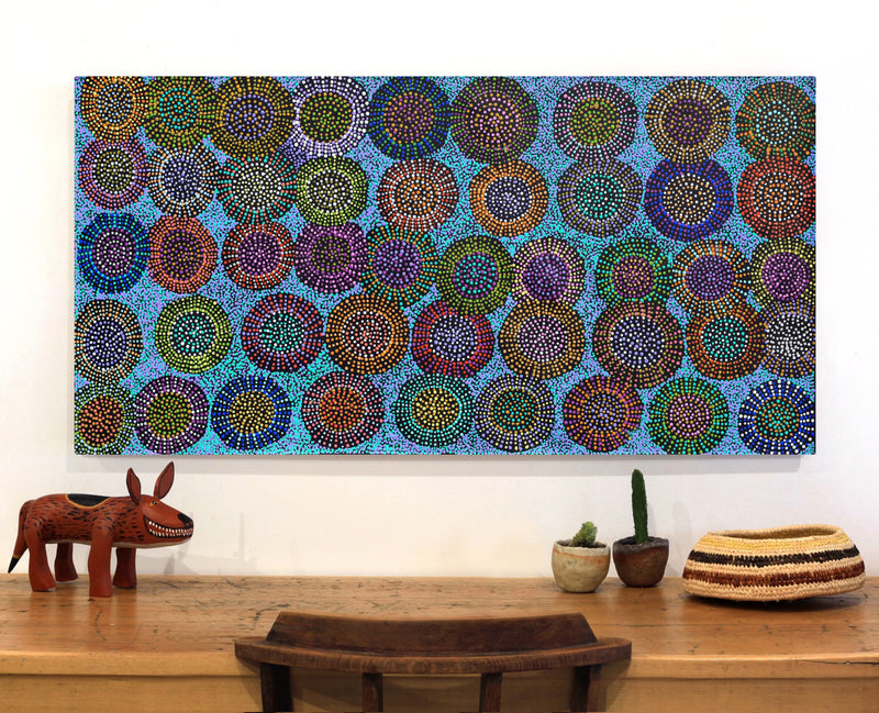 Aboriginal Artwork by Tina Napangardi Martin, Jinti-parnta Jukurrpa, 122x61cm