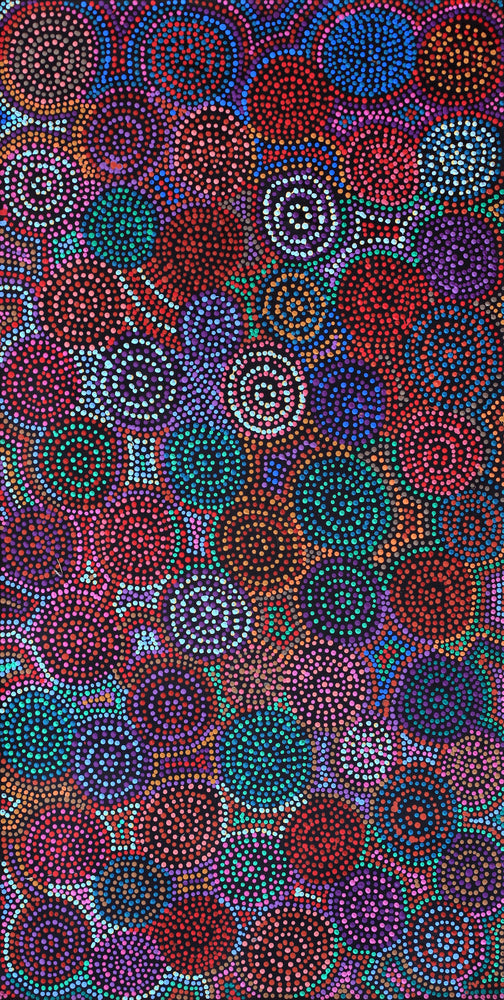Aboriginal Artwork by Tina Napangardi Martin, Jinti-parnta Jukurrpa, 122x61cm