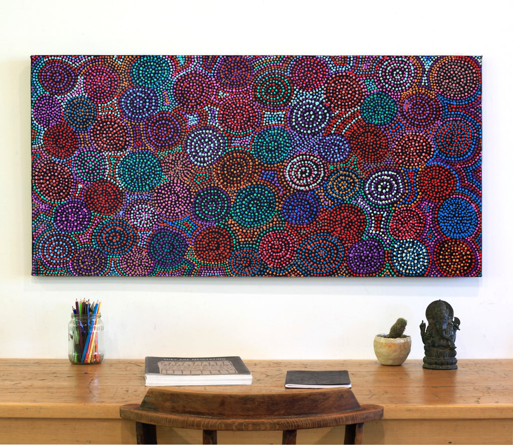 Aboriginal Artwork by Tina Napangardi Martin, Jinti-parnta Jukurrpa, 122x61cm