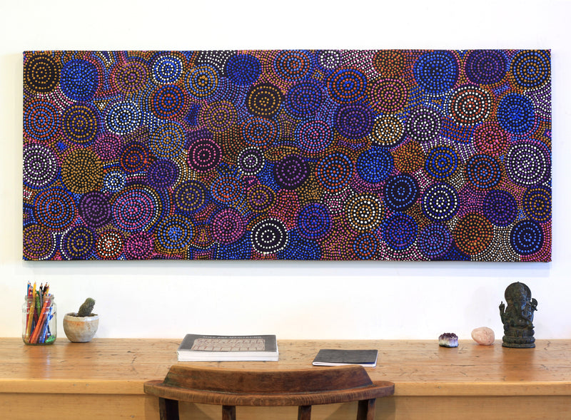 Aboriginal Artwork by Tina Napangardi Martin, Jinti-parnta Jukurrpa, 152x61cm