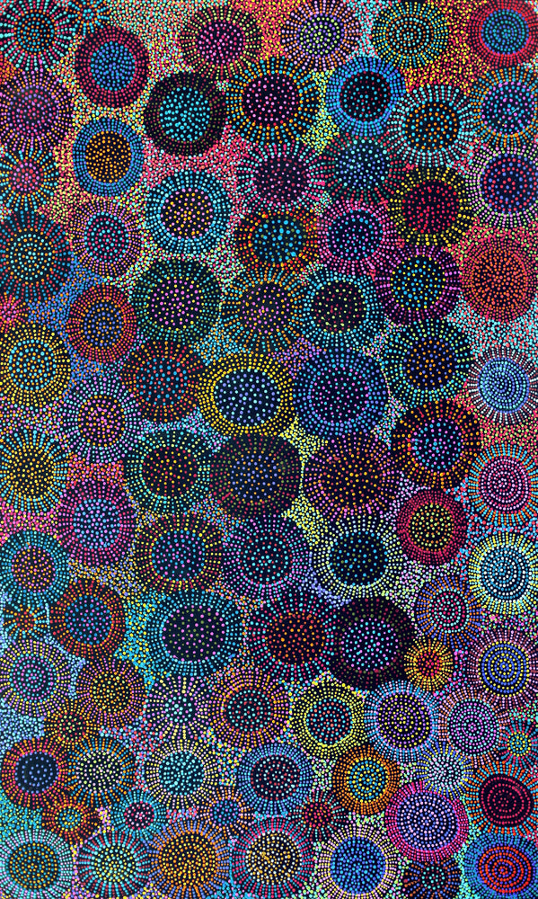 Aboriginal Artwork by Tina Napangardi Martin, Jinti-parnta Jukurrpa, 152x91cm