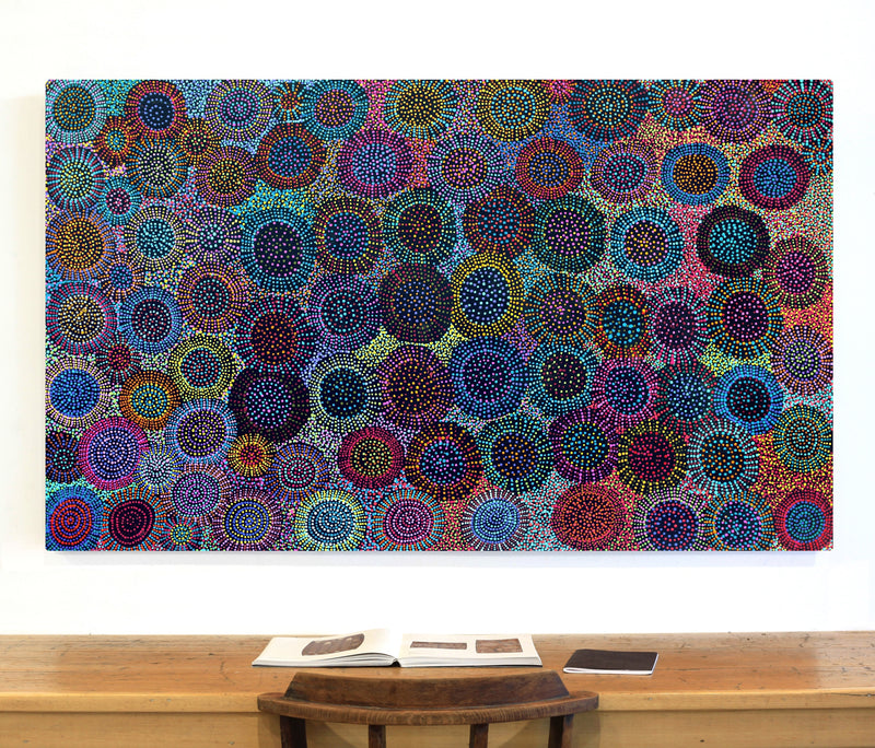 Aboriginal Artwork by Tina Napangardi Martin, Jinti-parnta Jukurrpa, 152x91cm