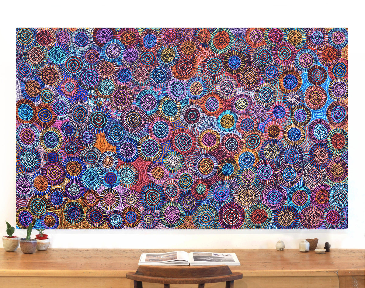 Aboriginal Artwork by Tina Napangardi Martin, Jinti-parnta Jukurrpa, 182x107cm